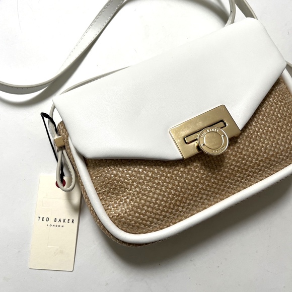 NWT TED BAKER Sadie May Flap CrossBody Bag Straw White Classic Summer Woven - Picture 3 of 12